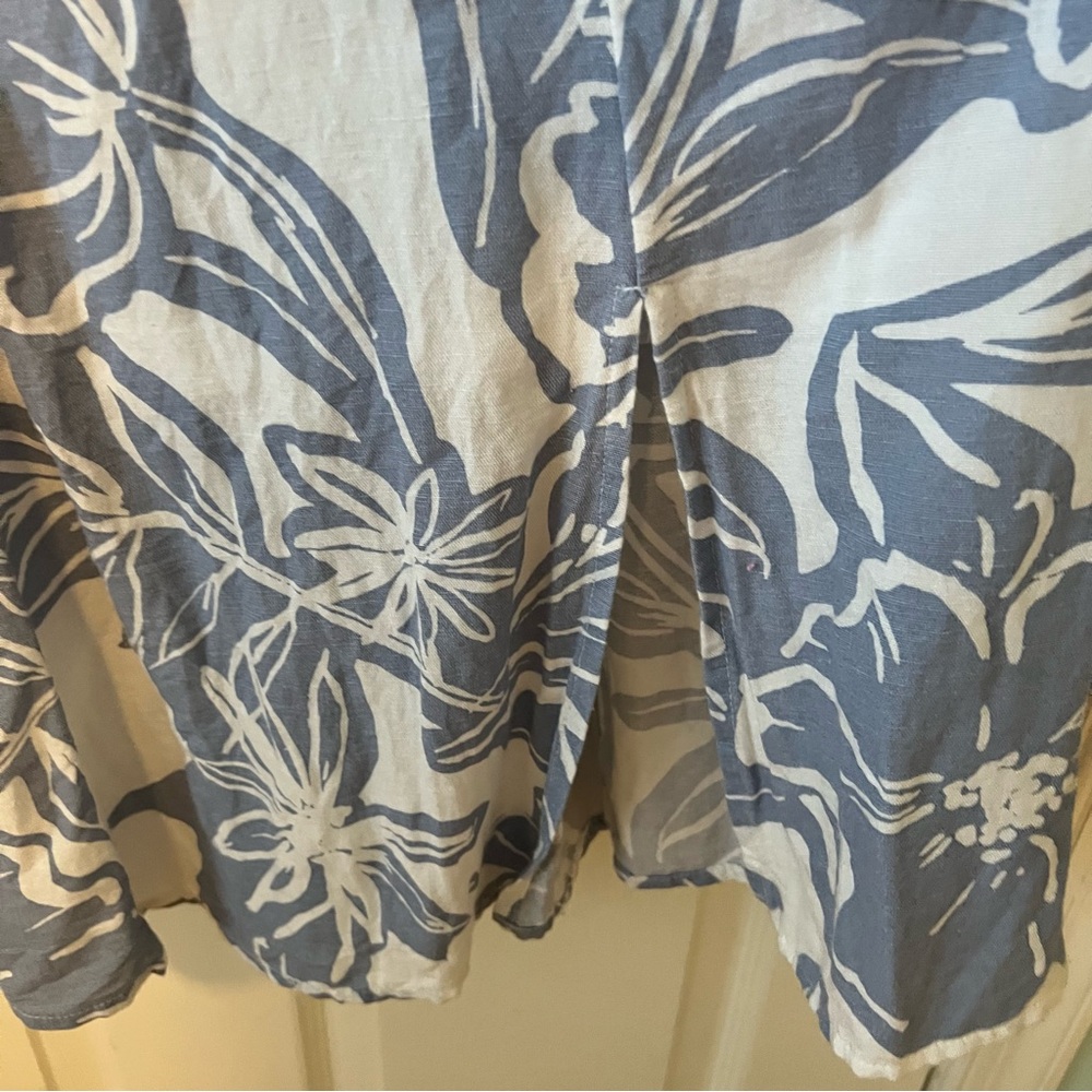 Jessica Simpson cotton linen Blue and White floral Midi Dress women’s size XS - Picture 5 of 7